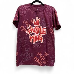 Hustle King Maroon Graphic Men's T-Shirt Bailey Apparel Graffiti Tee AOP